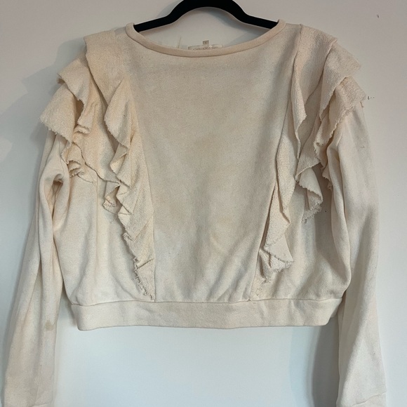 LoveShackFancy Cream Ruffle Sweatshirt - Picture 2 of 4